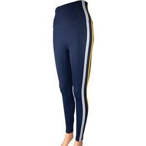 All Access x Bandier Women's Blue Striped Yoga Athletic Leggings Pants Size S